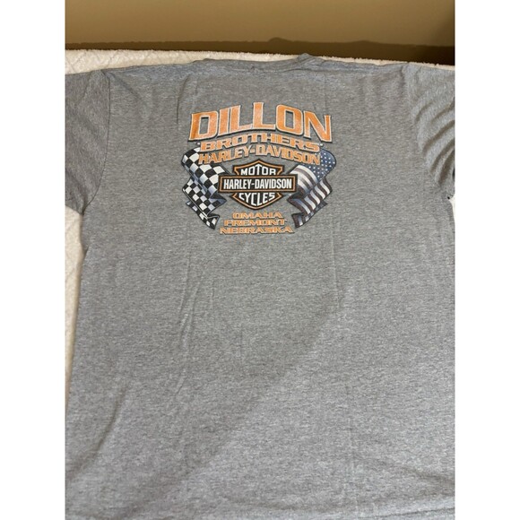 Vtg Harley Davidson Dillion Brothers Omaha Fremont Nebraska 2 Sided Gray Tee  XL - Picture 13 of 15